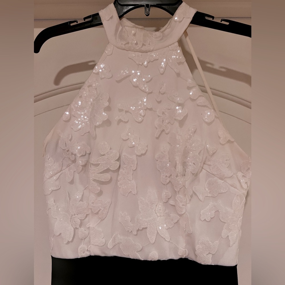 B. Darlin, size 9/10, black & white with sequined appliqués.